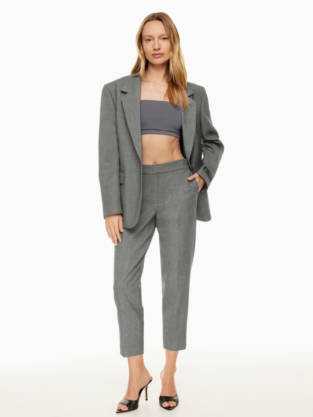 Babaton Gray Cropped Slim Ankle Pants